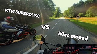 50cc MOPED vs KTM SUPERDUKE [upl. by Ainesy105]