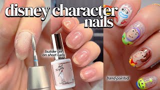 Builder Gel On Short Nails amp Character Nail Art ✨ [upl. by Ynaffyt8]