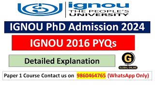 IGNOU PhD Admission 2024 IGNOU 2016 Previous Year Questions Research Methodology 1 [upl. by Nellahs500]