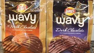 Lay’s Wavy Milk Chocolate amp Dark Chocolate Covered Potato Chips Review [upl. by Llednahc639]