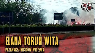 Elana Toruń wita przemarsz kibiców Widzewa 01092018 r [upl. by Arihs74]