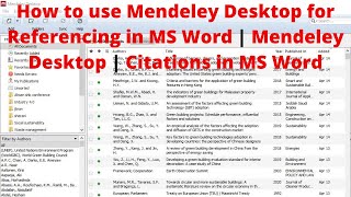 How to add references in MS Word using Mendeley Software  Mendeley Desktop [upl. by Poucher]