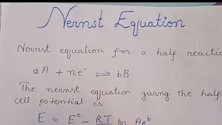 Nernst Equation [upl. by Atinna]