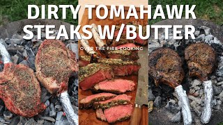 Dirty Tomahawk Steak Recipe  Over The Fire Cooking shorts [upl. by Emaj]