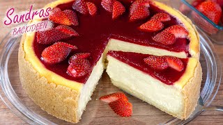 Käsekuchen mit Erdbeeren  klassischer Käsekuchen aber richtig fruchtig [upl. by Nally]