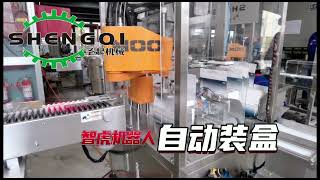 医用安全注射器装盒生产线机器人自动装盒Medical safety syringe packing production line robot automatic packing [upl. by Cutler29]