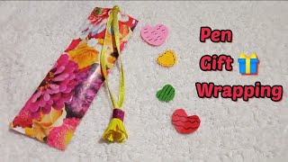 Pen gift wrapping gift idea pen gift 🎁packing easy gift packing idea my life diary [upl. by Naltiak629]