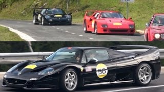 Ferrari F40 BURNOUT amp Black Ferrari F50 Aftermarket Exhaust Sound [upl. by Ahsinotna157]