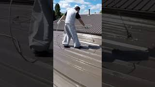 Airless Spray Painting metal roof roofpainting roofspraying [upl. by Llevrac]