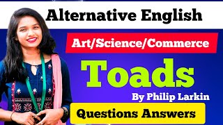 toads poem questions answers l taod poem by Philip Larkin chseodisha arts science commerce [upl. by Mudenihc847]