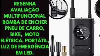 Resenha avaliação multifuncional bomba de encher pneu de carro bike moto portátil luz led [upl. by Boeke159]