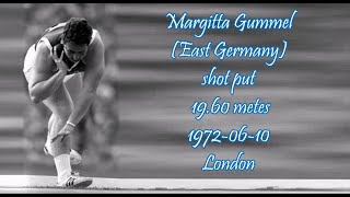 Margitta Gummel East Germany shot put 1960 metes 19720610 London [upl. by Frasier]