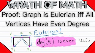 Proof Graph is Eulerian iff All Vertices have Even Degree  Euler Circuits Graph Theory [upl. by Akinohs]