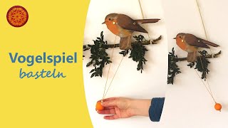 Zwei wippende VÖGEL  Spiel für Kinder basteln aus Karton I Waldorf Bastelei [upl. by Notyalc]