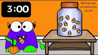 3 Minute Timer  Vanishing Candy Corn Timer  October Halloween Fun  Happy Halloween [upl. by Ahsikrats913]