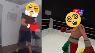 REAL HEAVYWEIGHT BOXER vs VR BOXING GAME Thrill of the fight [upl. by Mirisola]