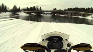 Snowmobile Water Crossing  Dorset ON Rich Robinson GoPro [upl. by Yacov922]