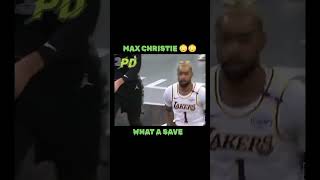 MAX CHRISTIE 😳 WHAT A SAVE nbaregularseason lakers lakersnation [upl. by Dovev201]