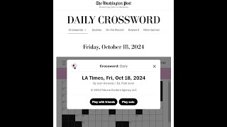 The Washington Post  LA Times Crossword 18102024 [upl. by Ponton]