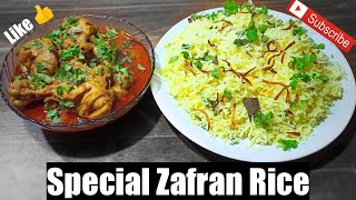 Zafrani rice recipe  Tasty and Soft Zafrani Rice  Rice with Chicken Masala Curry [upl. by Irihs]