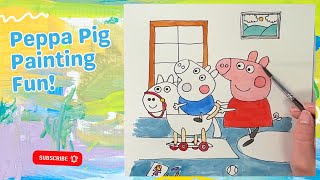 Peppa Pig and George Rocking Horse Watercolor Painting  Fun Art Playtime [upl. by Harmony]