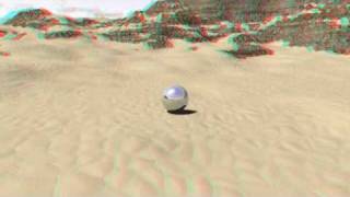 Povray  3D Stereo Anaglyph  Reflective Sphere Escaped [upl. by Bander]