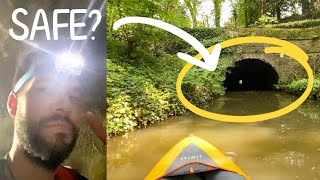 LONG Dark Tunnels by Marple Aqueduct  Peak Forest Canal  Kayaking [upl. by Ailel]