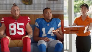 Little Caesars Pizza Commercial 2024 George Kittle AmonRa St Brown Ad Review [upl. by Dett]