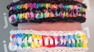 New Double Slip Knot Bracelet  Reversible  Rainbow Loom [upl. by Mhoj]