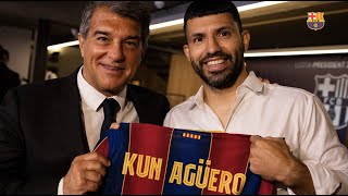 KUN AGÜEROs OFFICIAL PRESENTATION AS A BARÇA PLAYER from CAMP NOU FULL STREAM [upl. by Reizarf766]