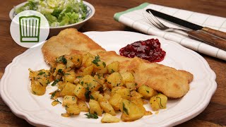 Schnitzel mit schnellen Bratkartoffeln Rezept chefkoch [upl. by Paul618]