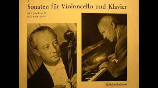 Wilhelm Backhaus amp Pierre Fournier  Brahms Cello Sonata No 2 Op 99 in F major [upl. by Mackenie]