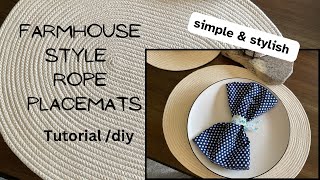 Farmhouse Style Rope Placemat  HOW TO  Tutorial [upl. by Ponce]