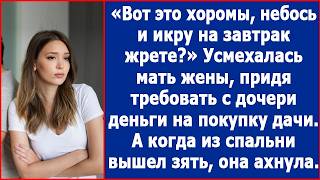 Вот это хоромы небось и икру на завтрак едите Усмехалась мать жены придя требовать деньги [upl. by Marb233]