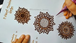 How to 3 Different Mandala Designs  Beautiful 3 different Mandala Henna Design Tutorial [upl. by Hall]