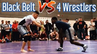 Bjj Black Belt vs 4 Wrestlers [upl. by Lirret]