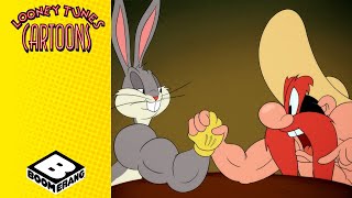 Bugs And Yosemites Battle of the Biceps  Looney Tunes Cartoons  BoomerangUK [upl. by Natsirc]