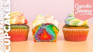 EPIC Double Rainbow Tie Dye Cupcakes Recipe  Cupcake Jemma [upl. by Zerep]