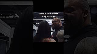 Eddie Hall vs punch bag machine eddiehall punch power shorts [upl. by Astrea472]