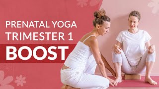 Prenatal Yoga First Trimester  20 Min Mom amp Baby Boost [upl. by Tahpos]