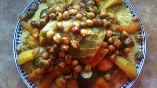 Traditional Couscous Fava and Seven Vegetables  بالفول و سبعة انواع من الخضر مترجم للعربي [upl. by Adnaerb]