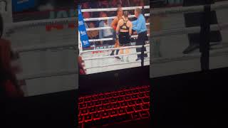 Taylor almost KO’d by Serrano First round 😱 boxing [upl. by Laerdna]