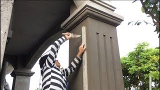 How To Build A Beautiful Pillar For The House  Render Sand and Cement [upl. by Mencher980]