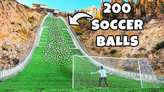 200 Soccer Balls Vs Goalie at Olympic Ski Jump [upl. by Peadar]