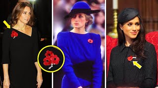 Why Catherine Princess Diana and Meghan Markle WEARS POPPY PINS in November [upl. by Aneetsirk]