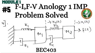 5 Control Systems FIFV Analogy 1 IMP Problem Explained Module 1 4th Sem ECE 2022 Scheme VTU BEC403 [upl. by Animsaj]