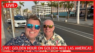 🔴LIVE Golden Hour on Golden Mile Las Americas Tenerife Med Palace Hotel update ☀️ Canary Islands [upl. by Hluchy]