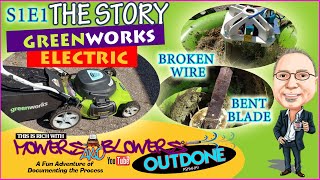 GreenWorks Electric Mower Model 25022 Bent Blade Broken Wire Fix Mowers N Blowers The Story OutDone [upl. by Ymrej]