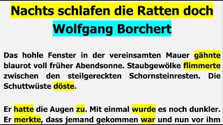 Nachts schlafen die Ratten doch  Wolfgang Borchert 1947 [upl. by Brandise]