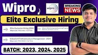 🔥Wipro Elite Exclusive 2024 2023 Hiring Announced  Wipro SIM Wilp Hiring 2023 2024 2025 BATCH [upl. by Atenik]